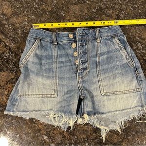 We The Free People Jean Shorts Jesse Carpenter Button Fly Denim High Rise 25